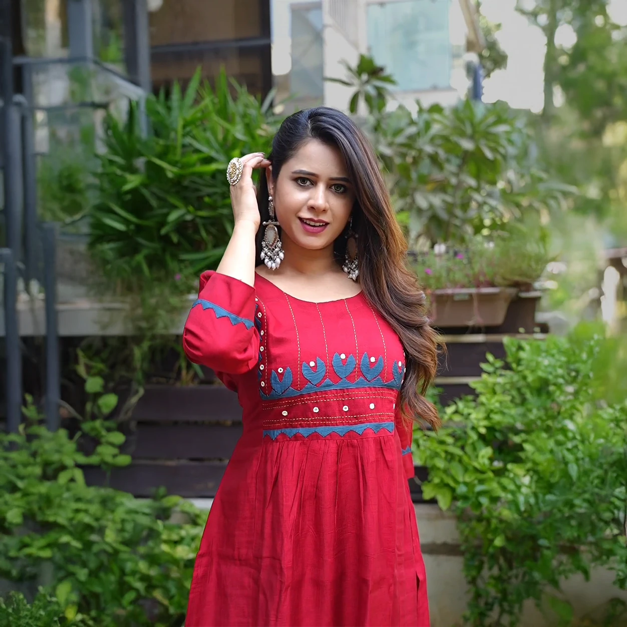 Embroidered Maroon Top